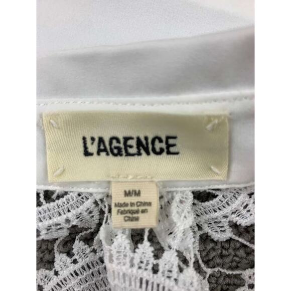 L’Agence Lace Shirt Blouse Women M White Odelia Button Down Crop Collared - Picture 3 of 10